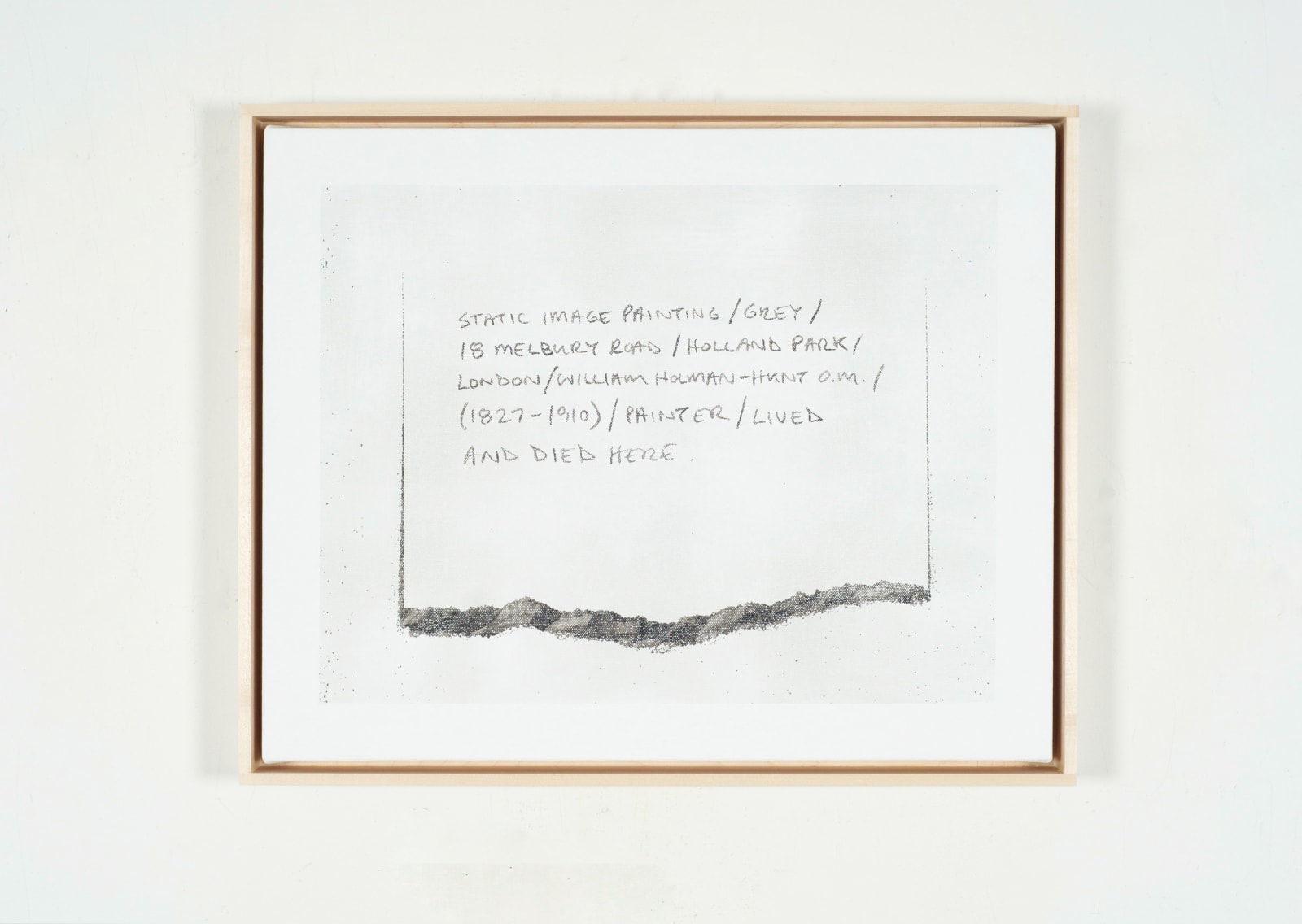 Martin Bennett, Static Image Painting/Grey/Title For A Painting I Couldn't Make/Written In Pencil/Torn Paper/Studio Wall/Two, 2016/2016