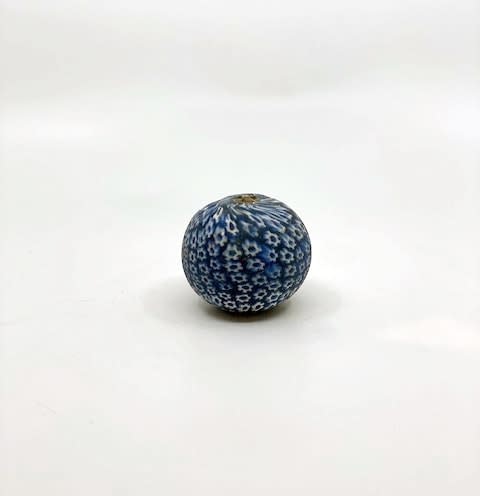 Blue and White Glass Prestige Bead from Java