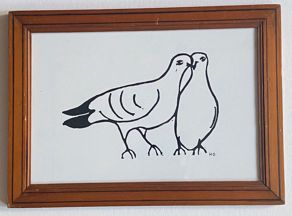 Hugo Guinness classic prints (framed), Pair of doves, 2023
