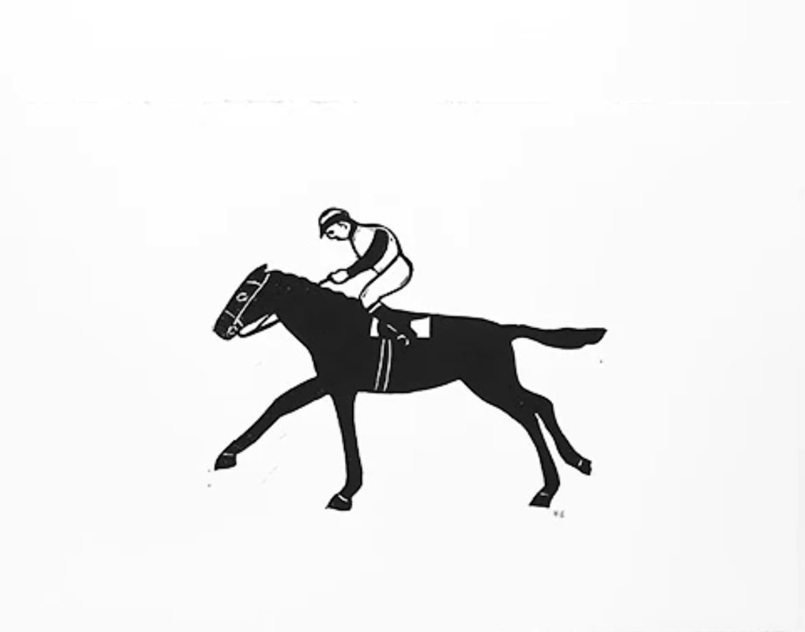 Hugo Guinness classic prints (unframed), Racehorse with Jockey