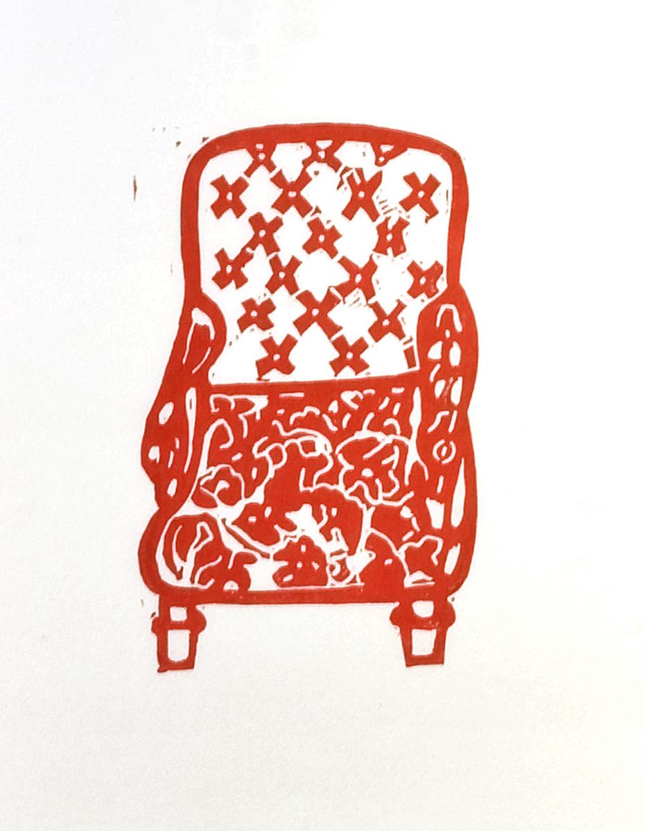 Red deals print chair