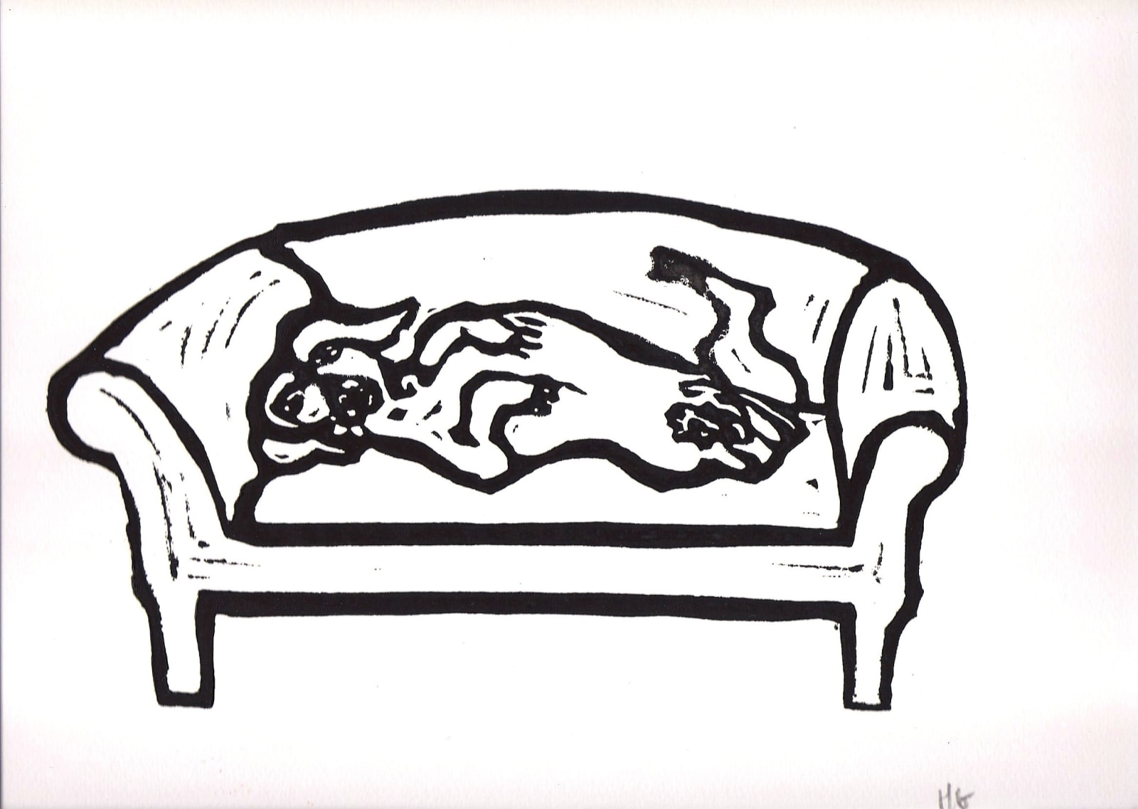 Hugo Guinness classic prints (unframed), Dog on Couch