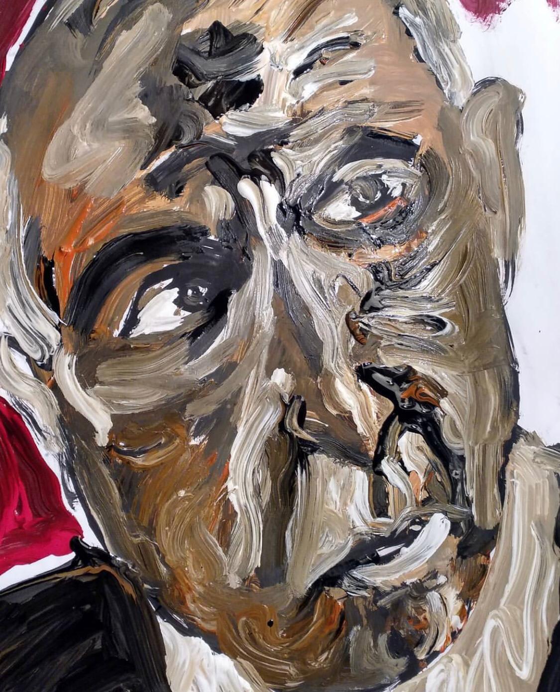 Adriana Cifuentes, Portrait of a man watching, Painting, 2019
