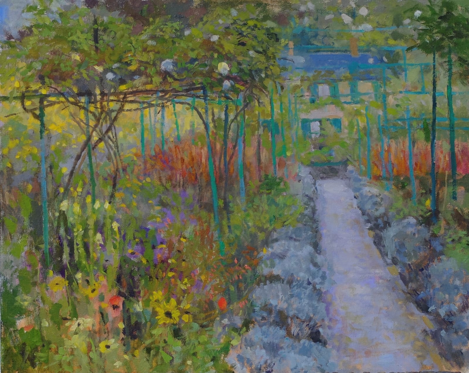 Pamela Kay, THE PAINTBOX BEDS IN AUTUMN, GIVERNY