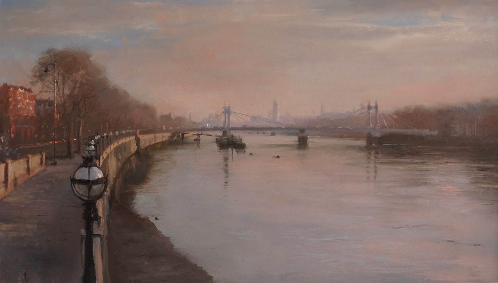 Michael Alford, ALBERT BRIDGE AT LOW TIDE, WINTER EVENING