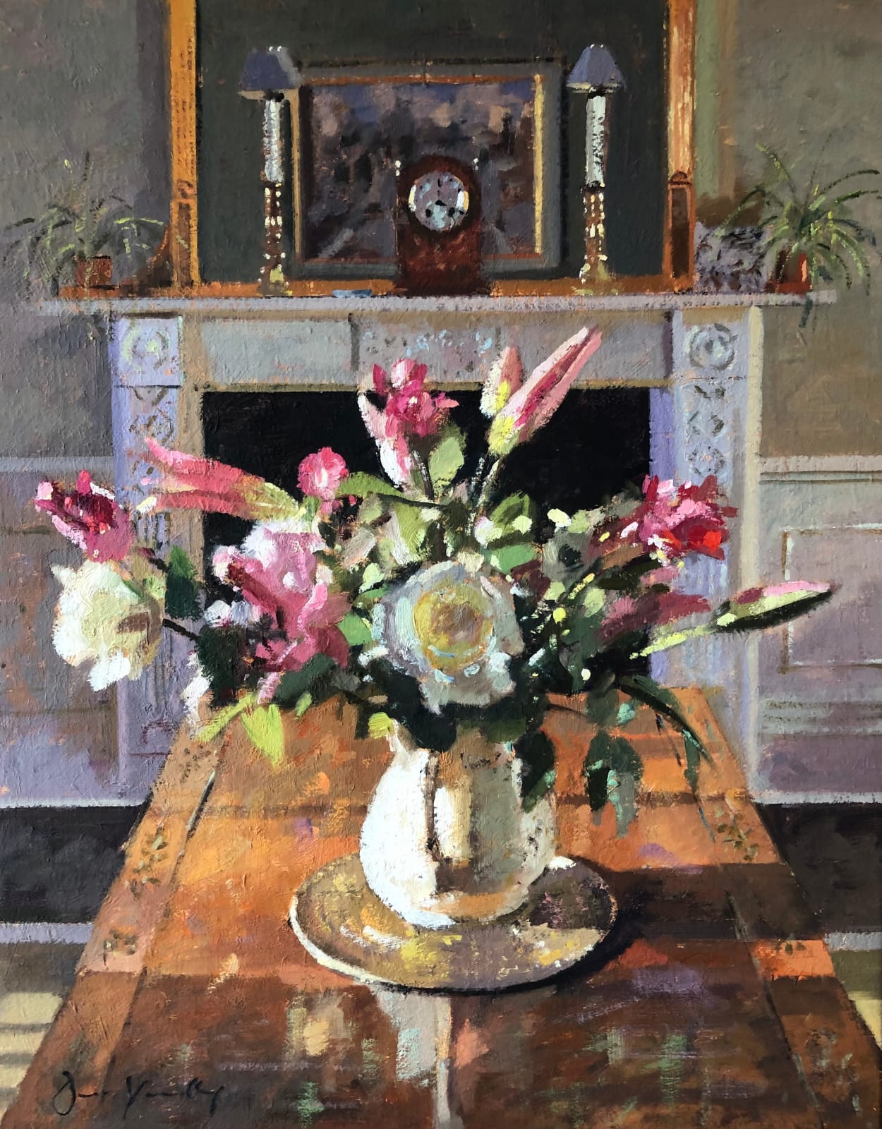 Bruce Yardley, ROSES, LILIES AND MANTEL CLOCK