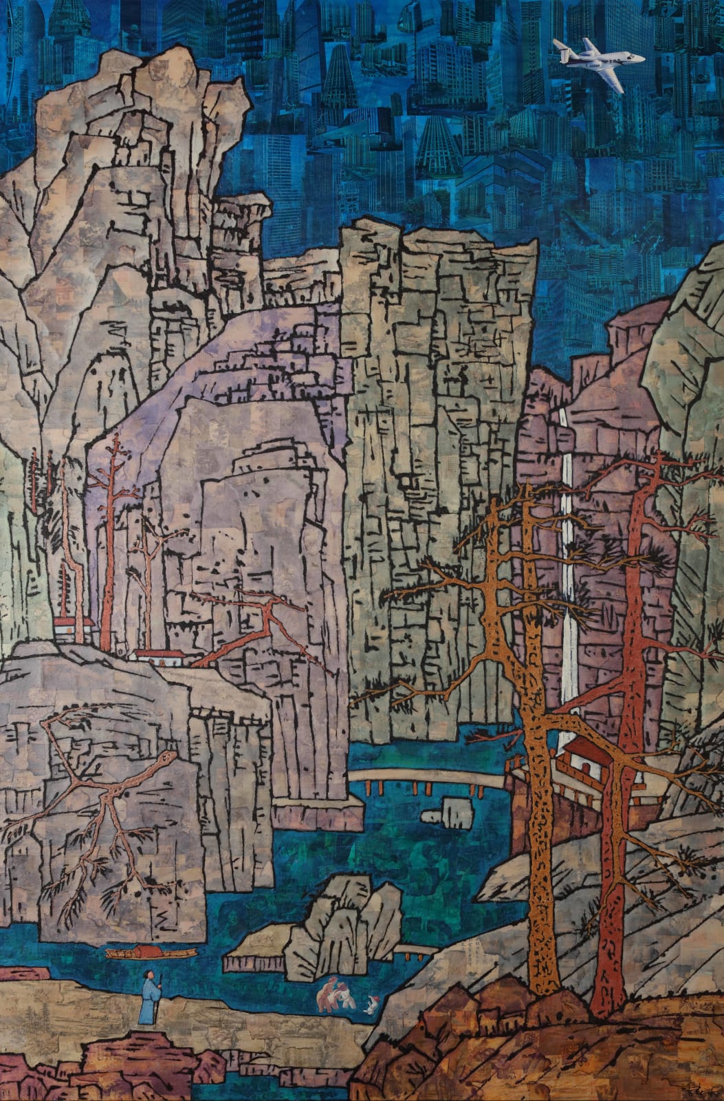 Xue Song 薛松, The Stone Cliffs of Pine and Brook《松溪石壁图》, 2015