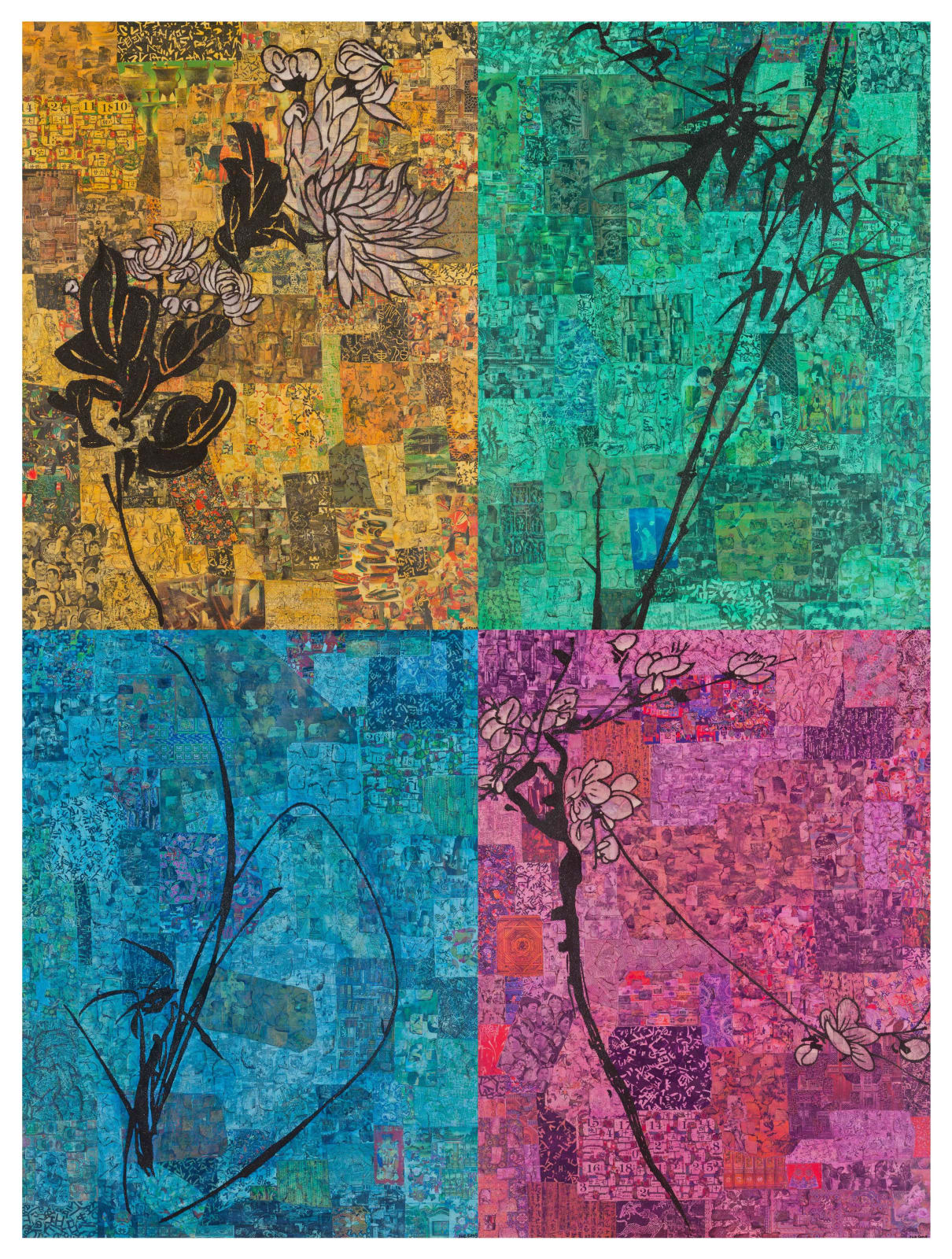 Xue Song 薛松, The Four Gentlemen - Plum Blossom, Orchid, Chrysanthemum, Bamboo《四君子—梅、兰、菊、竹》, 2020