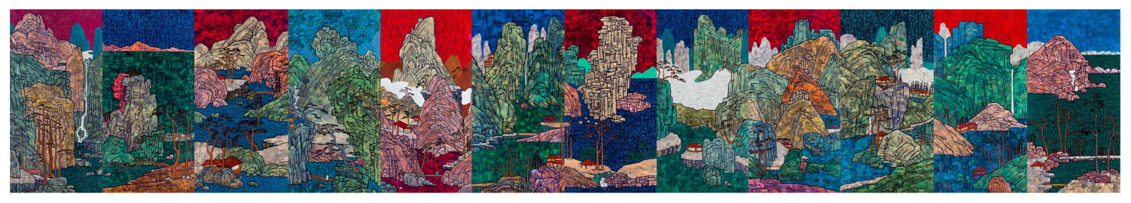 Xue Song 薛松, New Twelve Landscape Screens《新山水十二条屏》, 2021