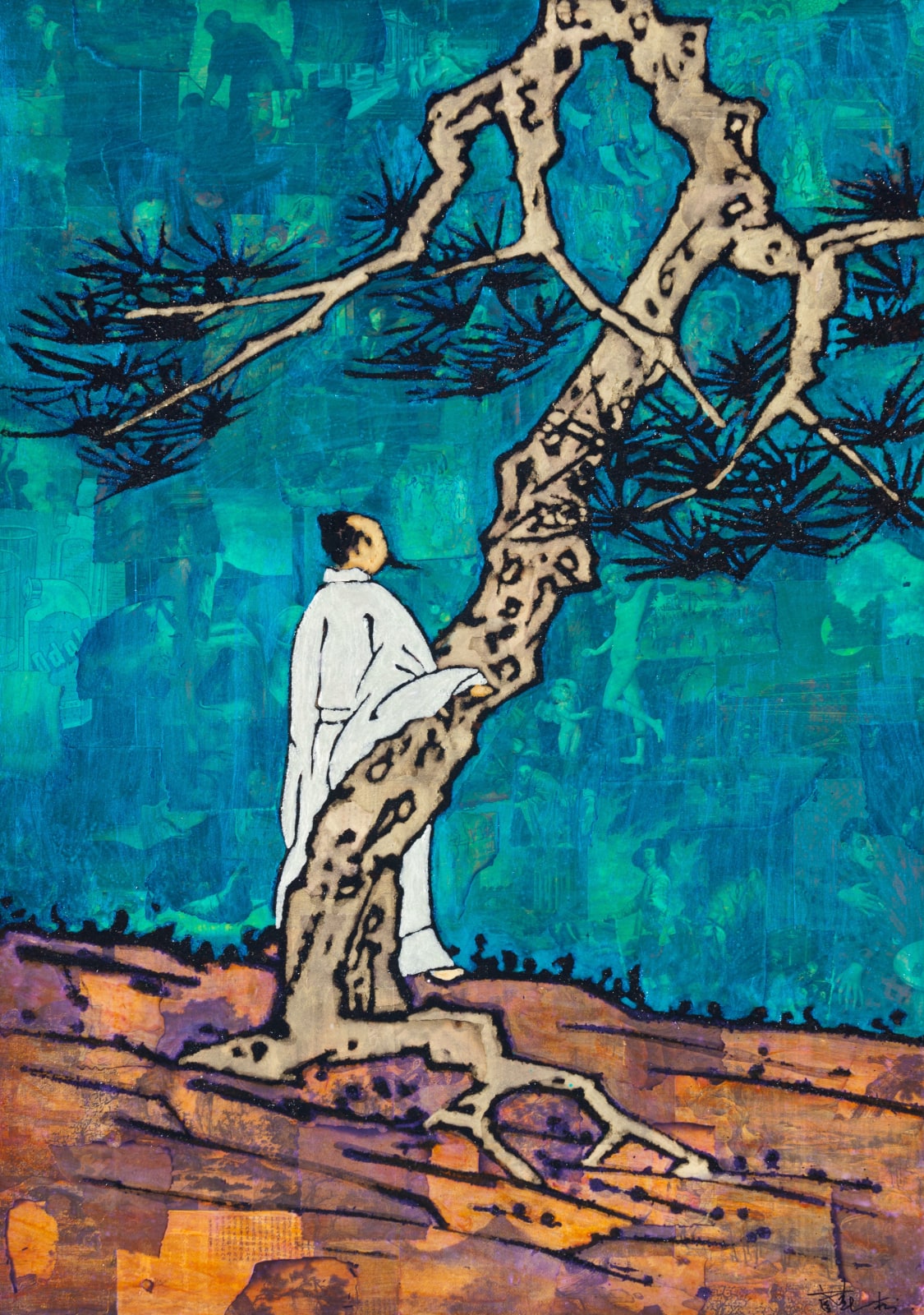 Xue Song 薛松, Scholar Below Pine《松下高士图》, 2014