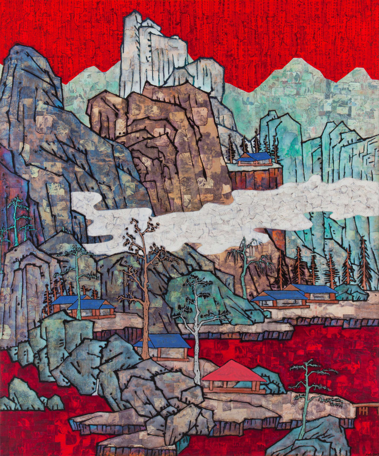 Xue Song 薛松, Red Pavilion in Spring Time《春江红亭》, 2017