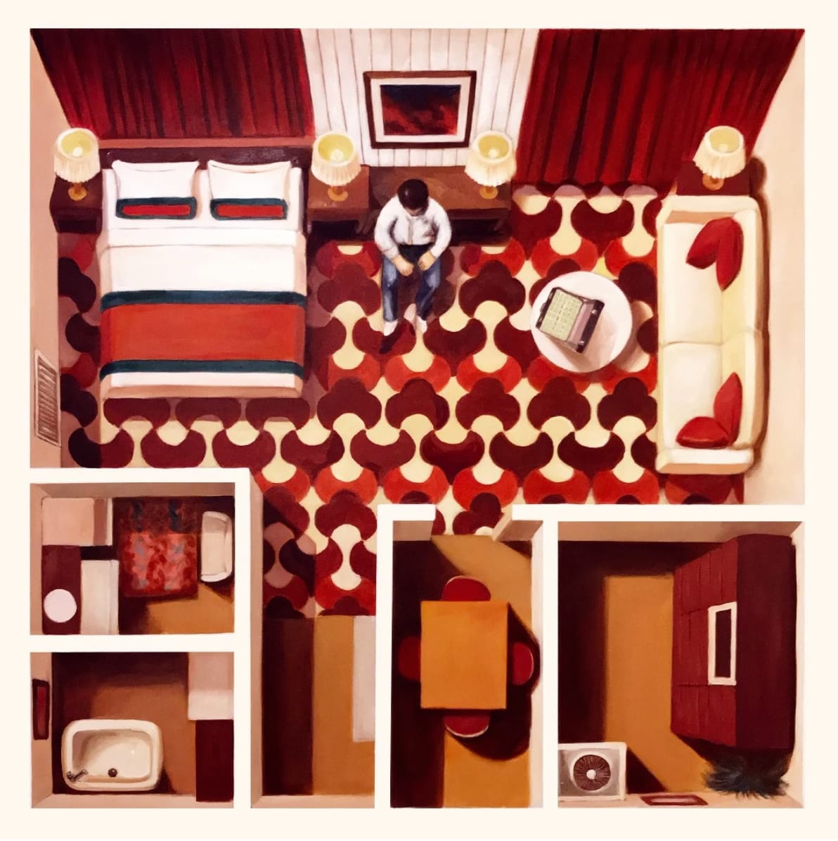 Justin Loke, The Gallerist awake in his Hotel Room during an Art Fair, 2024