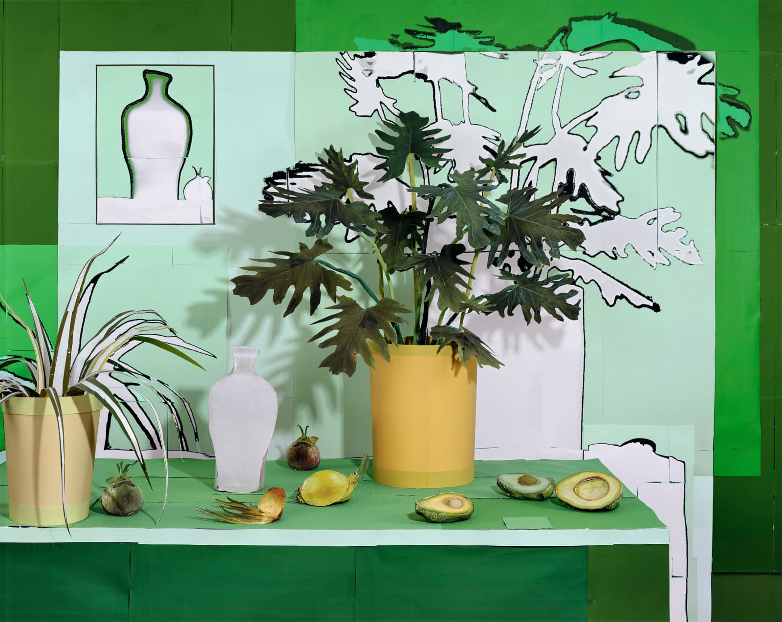 Daniel Gordon, Tropical Green Still Life with Avocados and Onions, 2020