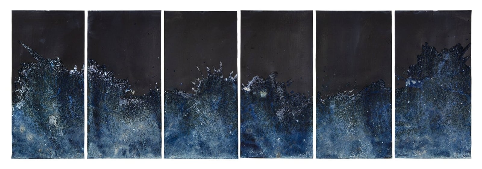 Meghann Riepenhoff, Littoral Drift #1243 (Polyptych, Fletcher Bay Road End, Bainbridge Island, WA 02.21.19, Splashing Waves, Covered in Snow), 2019