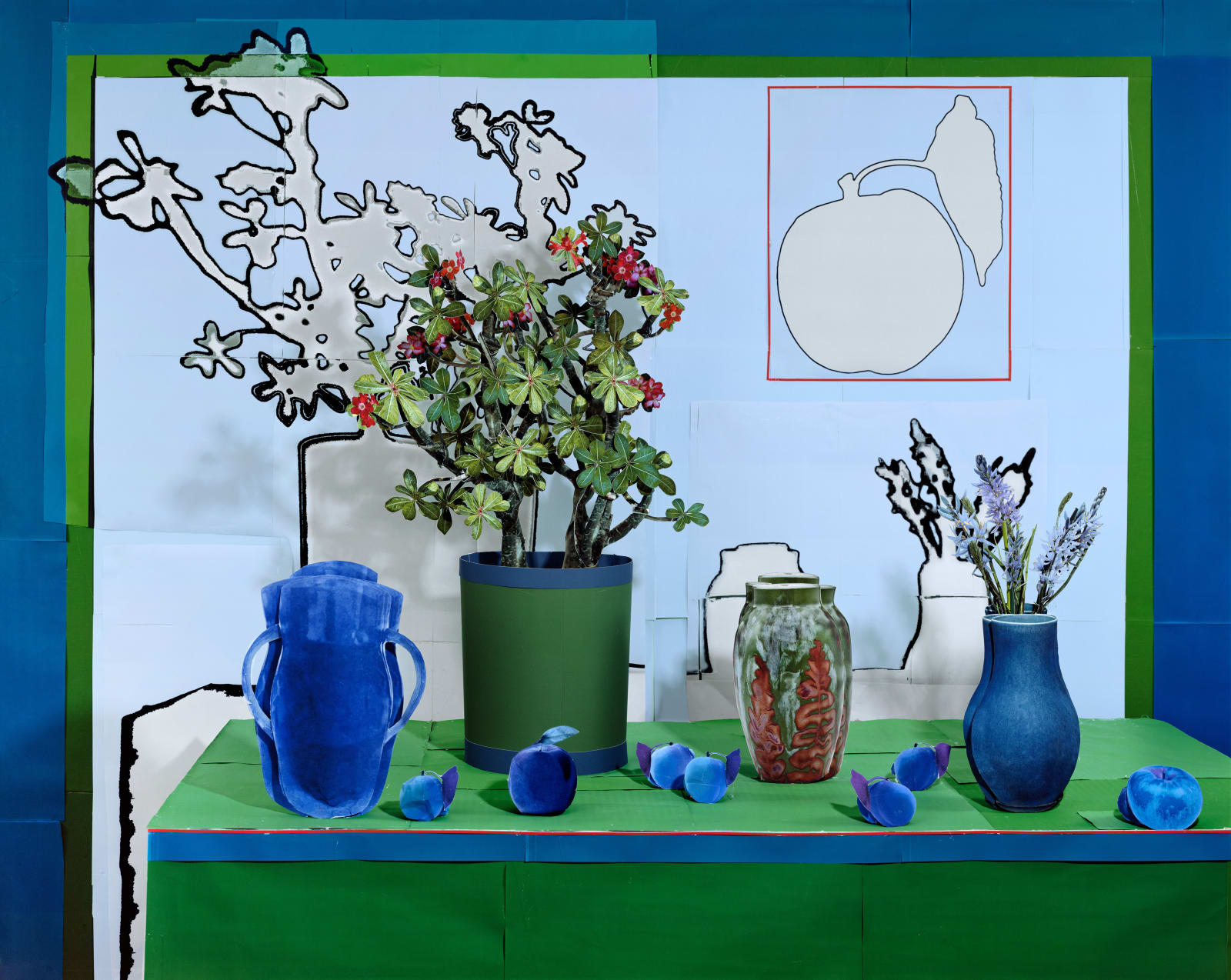 Daniel Gordon, Desert Rose and Apricots in Red, Green and Blue, 2020