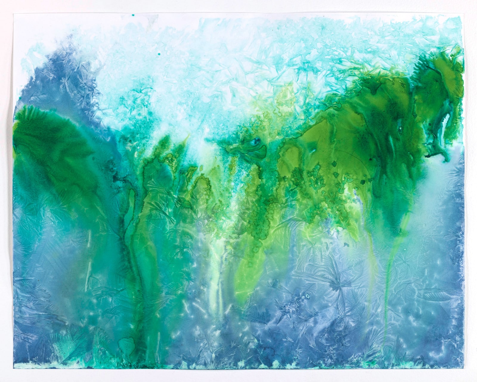 Meghann Riepenhoff, Day 51: mushroom spore ink + Prussian Blue pigment + lake water + butterfly pea flower + commercial pigment + mica, 2024