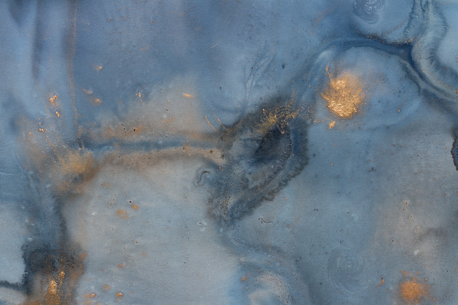 Meghann Riepenhoff, Day 383.1: mushroom spore ink + organic, inorganic, and Prussian Blue pigment + wintry mix, 2025