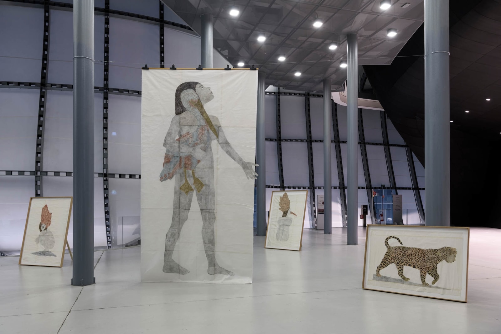 Marta Roberti, Self-portrait with ibis beak and eagle headpiece, 2023
