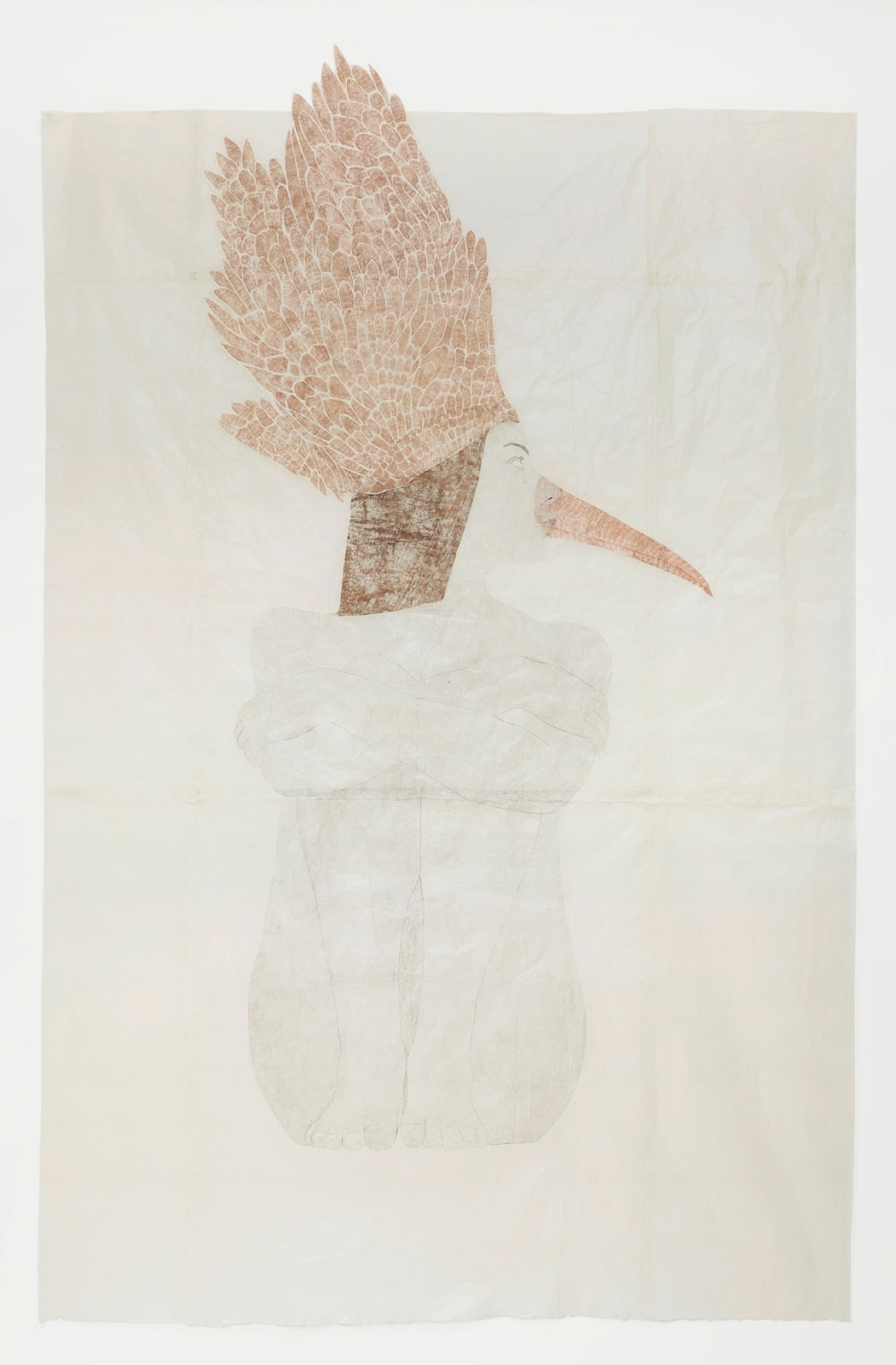 Marta Roberti, Self-portrait with ibis beak and eagle headpiece, 2023