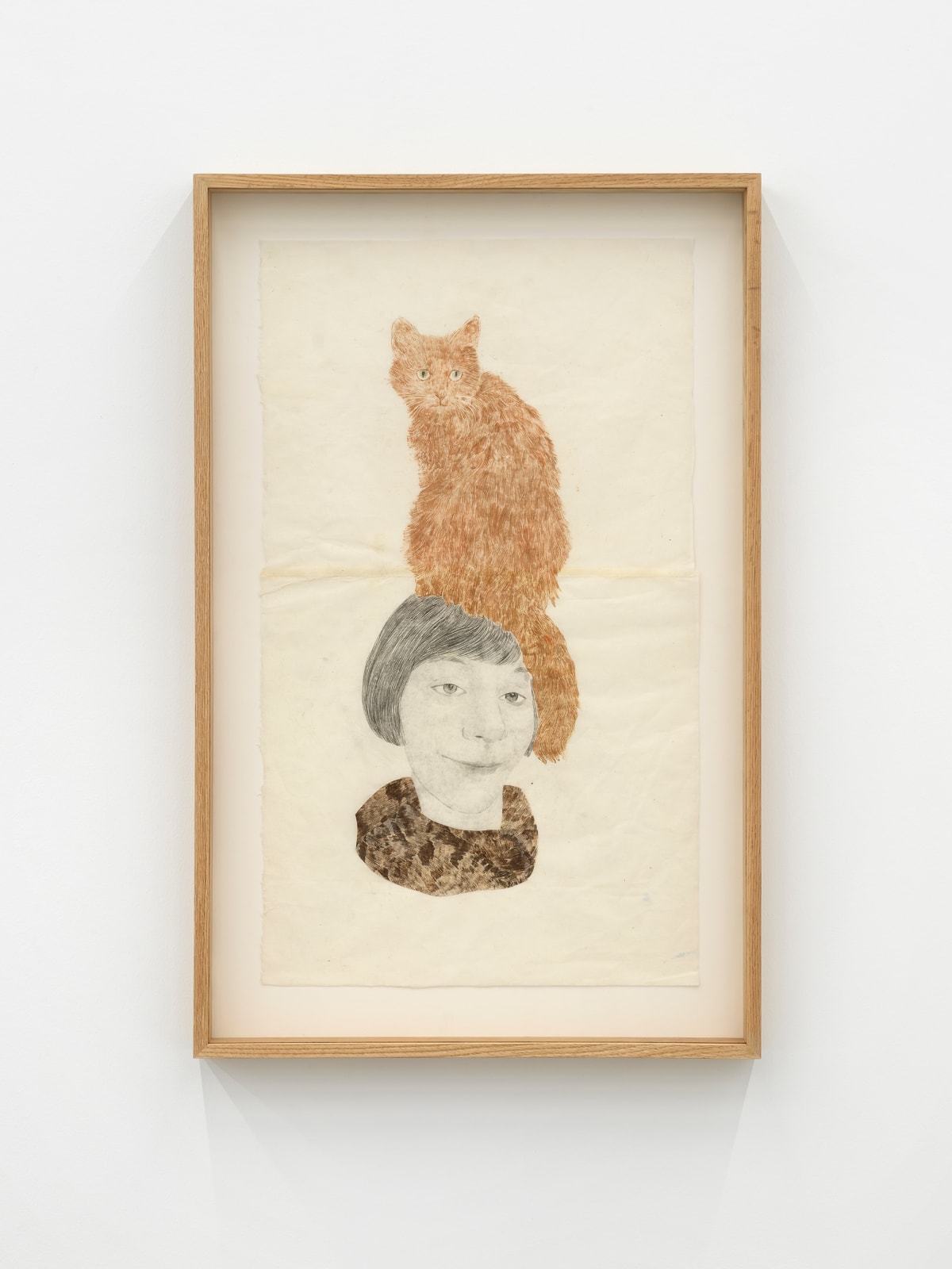 Marta Roberti, Studio per autoritratto come dea dei serpenti con gatto sulla testa, 2022