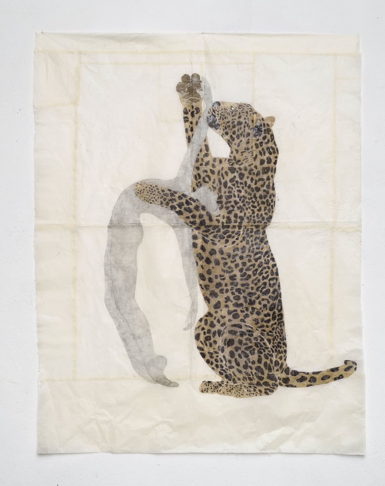 Marta Roberti, Autoritratto come Santa Olivia riversa su giaguaro, 2024