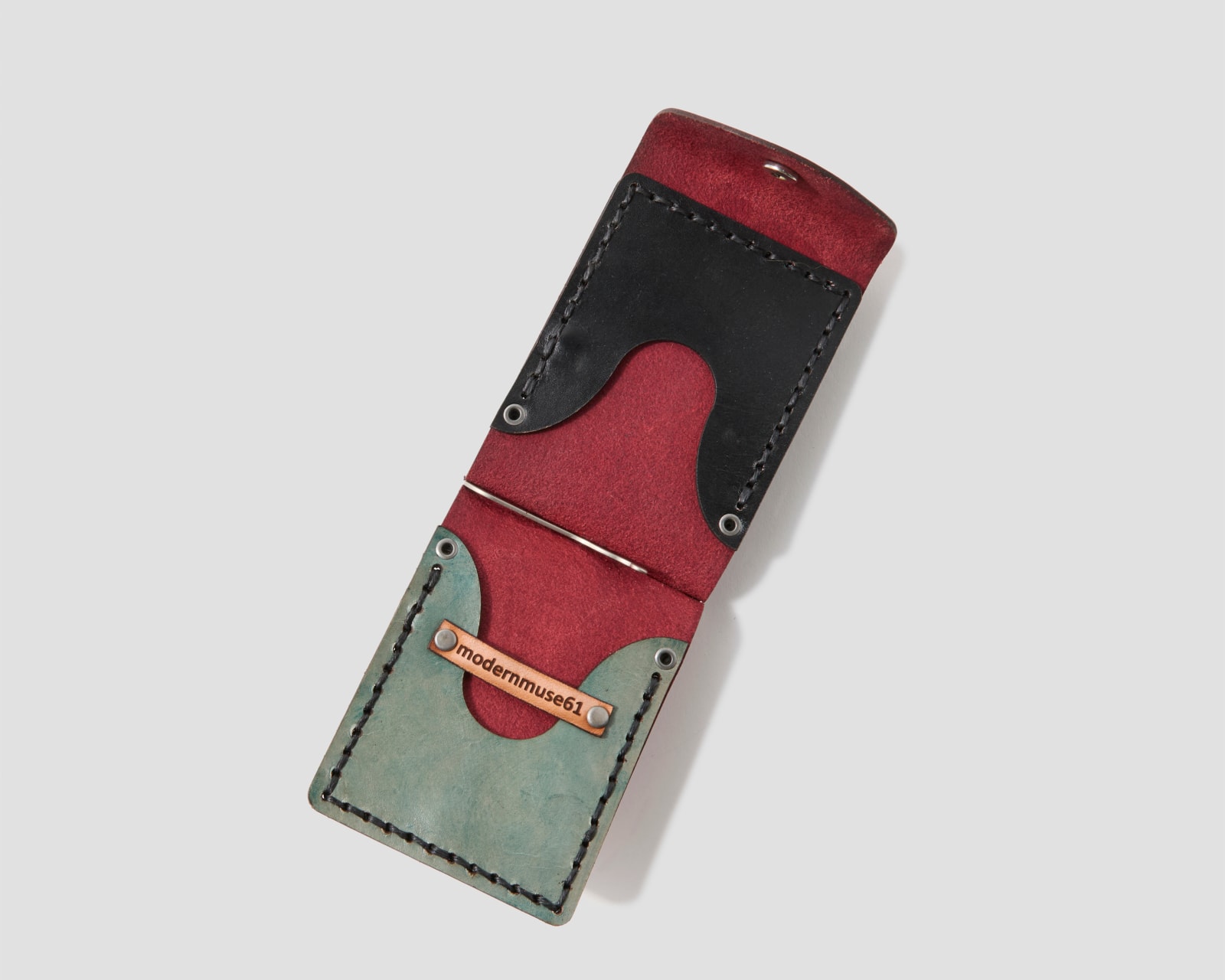 R. Melinda Hoffman, Money Clip Wallet with Flap (Red/Purple/Black), 2025