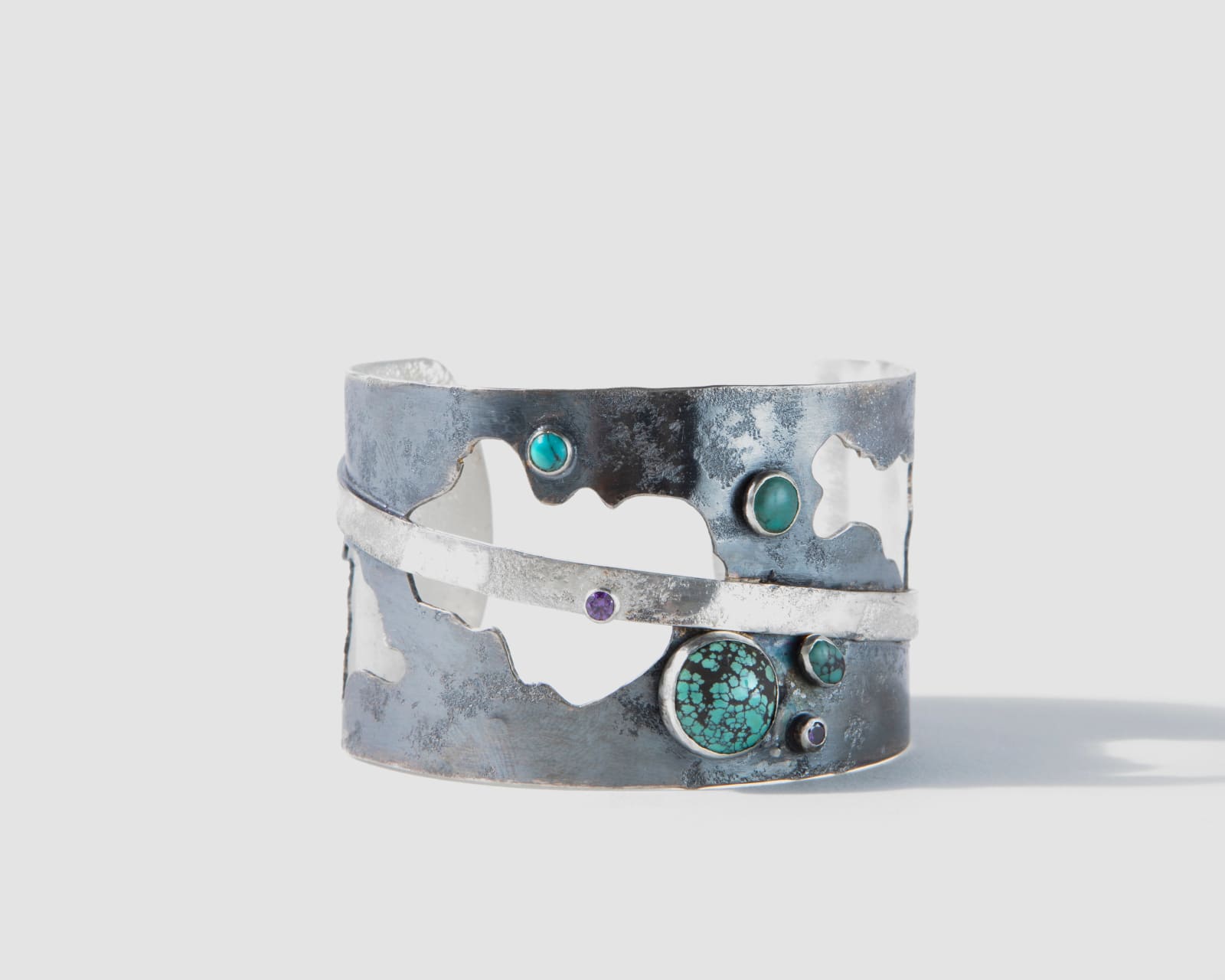 Annette Doreng-Stearns, Sterling Silver/Turquoise/Amethyst Cuff, 2025