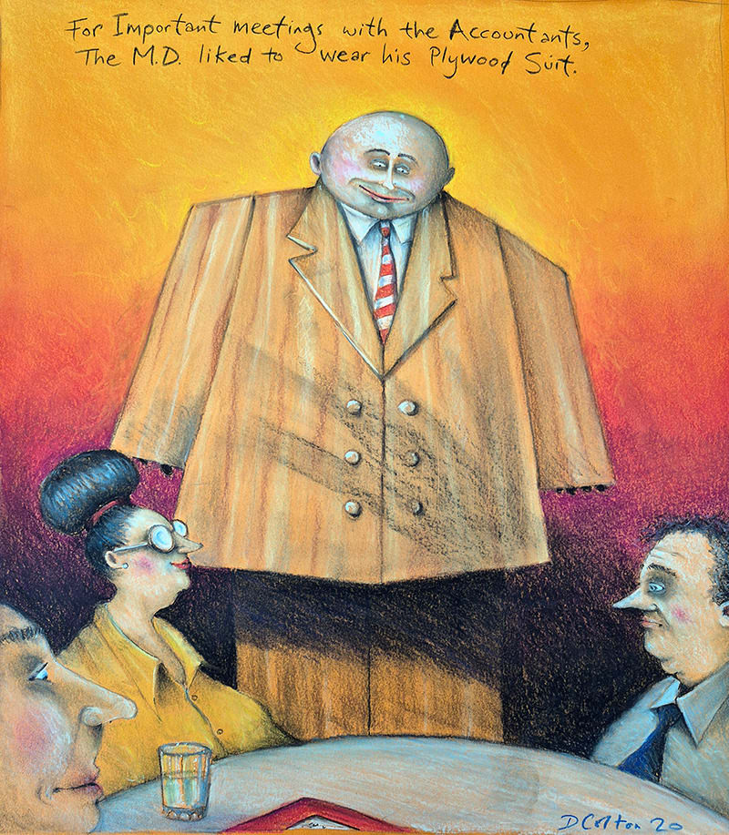 Dr. David Colton, Plywood Suit, 2020