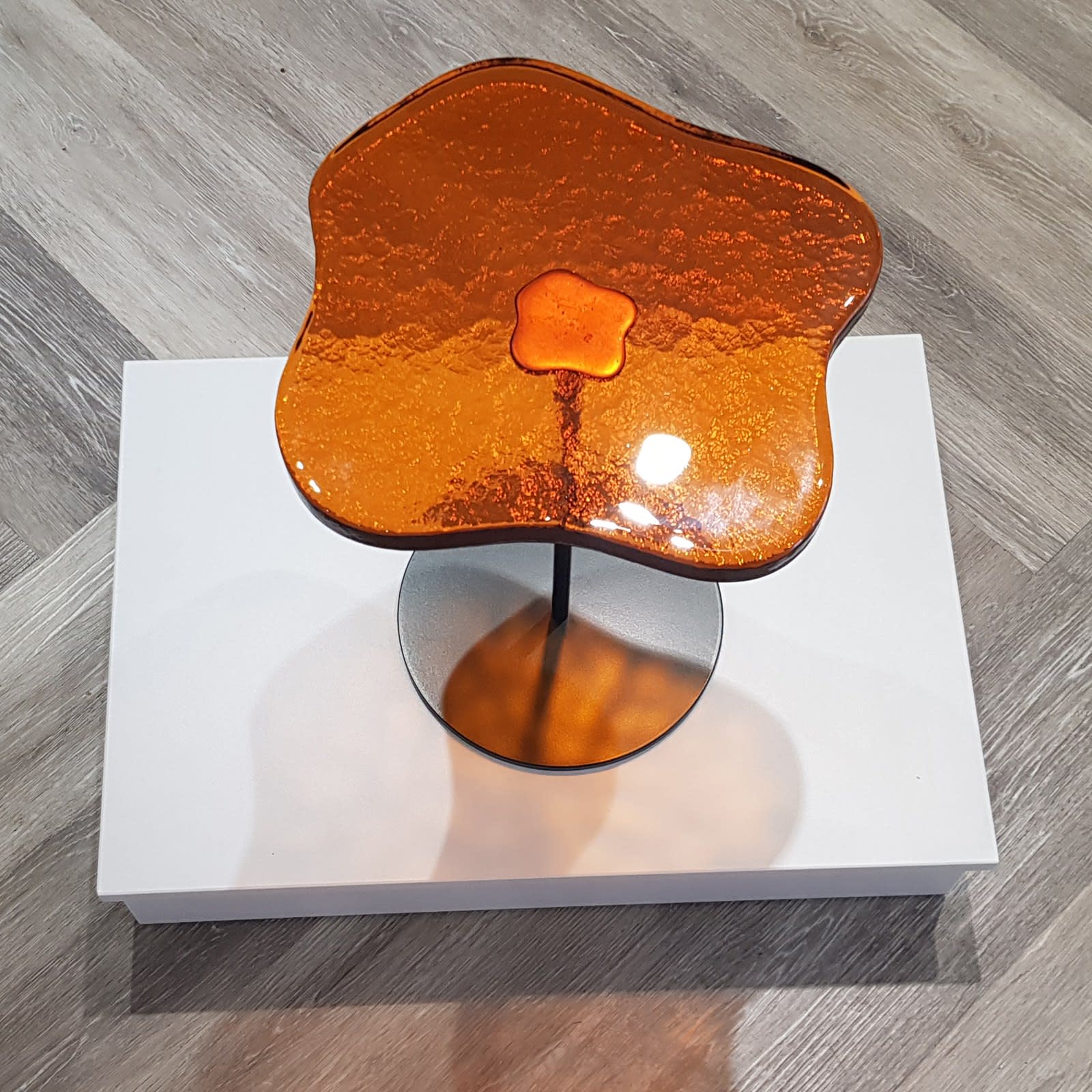 Tom Faulkner, Lily Cocktail Table with Orange Venetian cast glass top