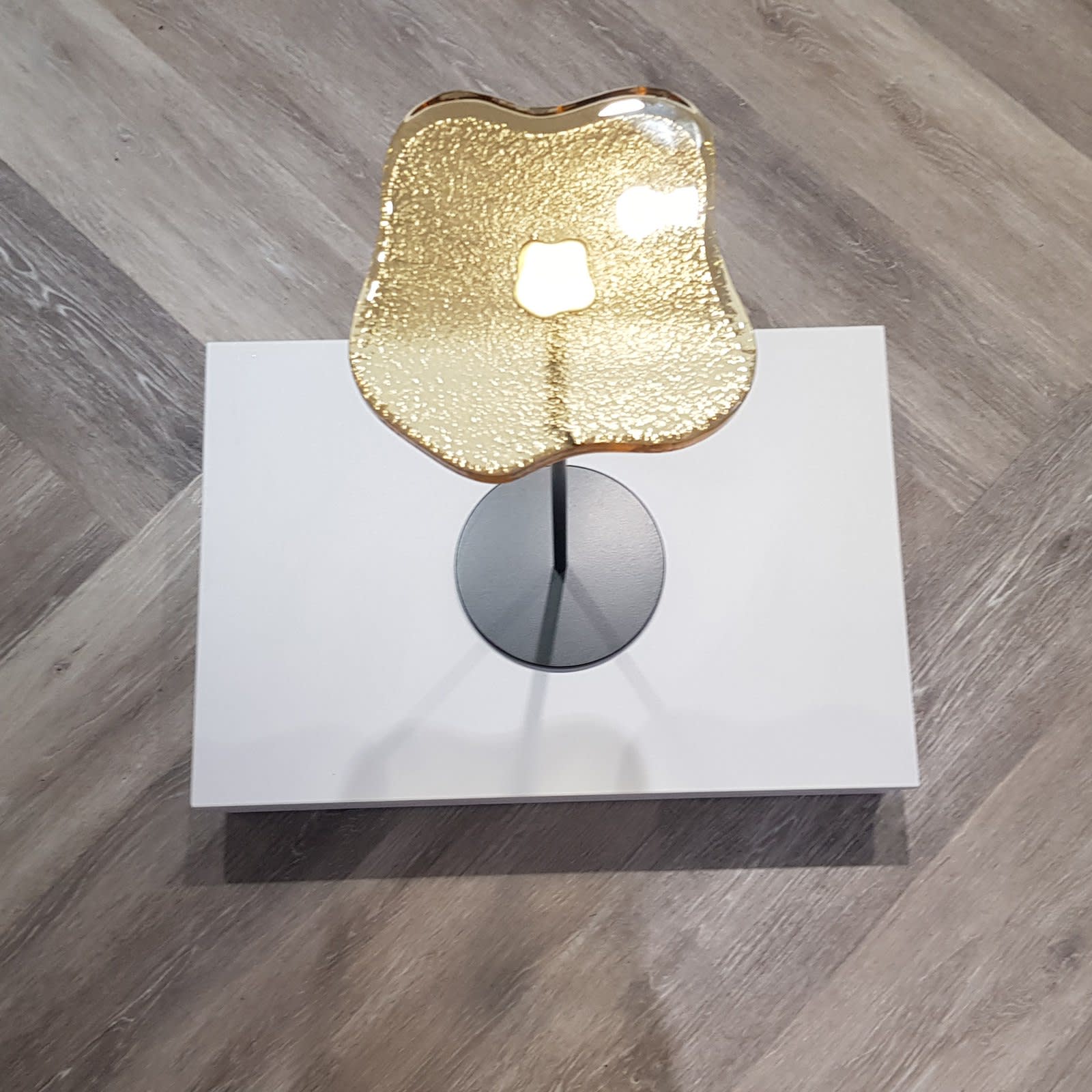 Tom Faulkner, Lily Cocktail Table with Lemon Yellow Venetian cast glass top