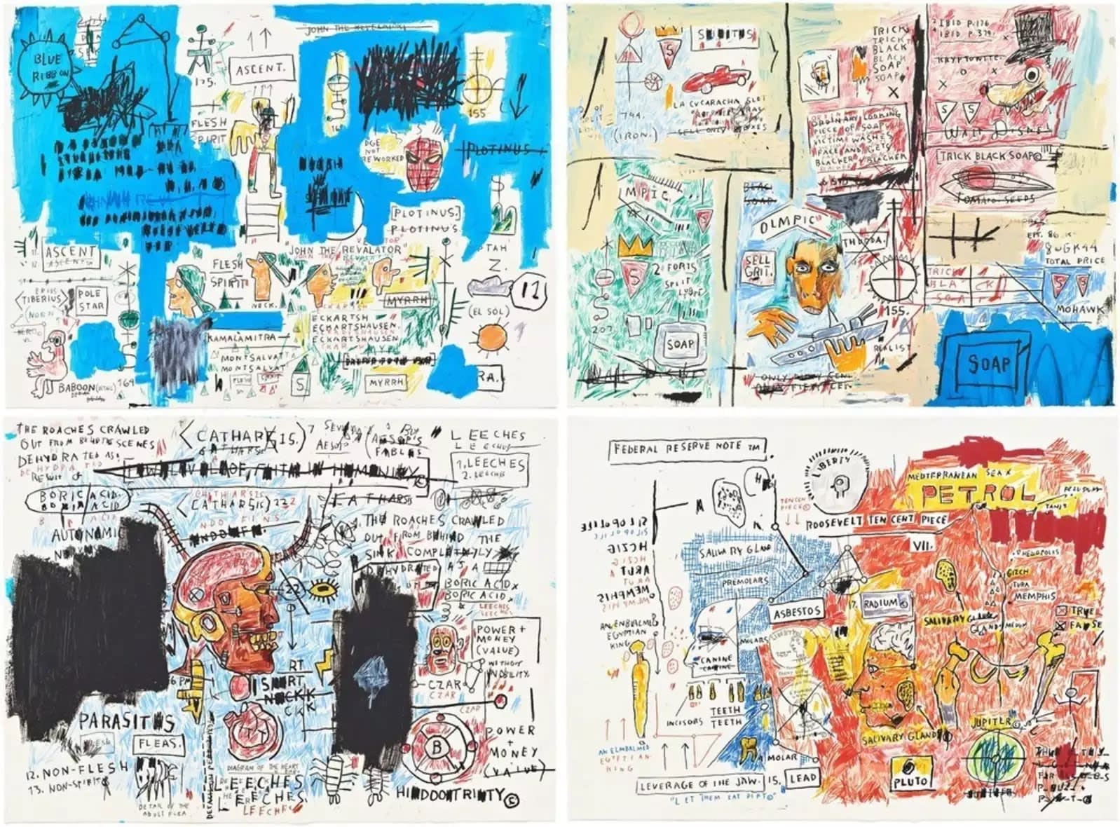 Jean Michel Basquiat, Ascent, Leeches, Olympus, Liberty (Complete Portfolio), 2017
