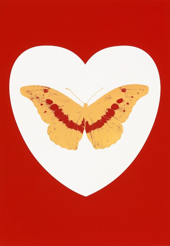 Damien Hirst, I Love You – White, Coral, Oriental Gold, Cool Gold , 2015