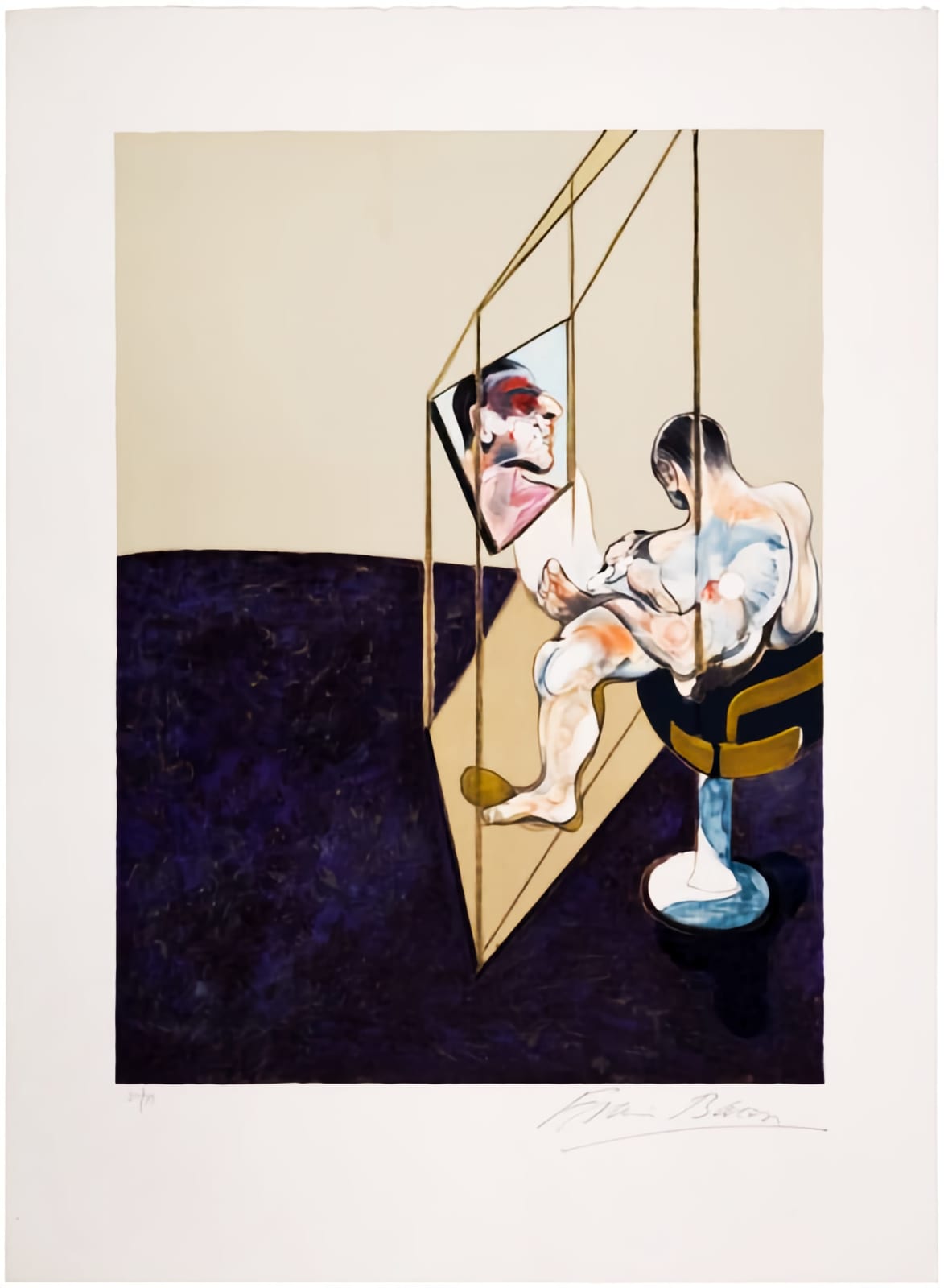 Francis Bacon, Three Studies of Male Back (One Work - night hand panel of the triptych), 1987