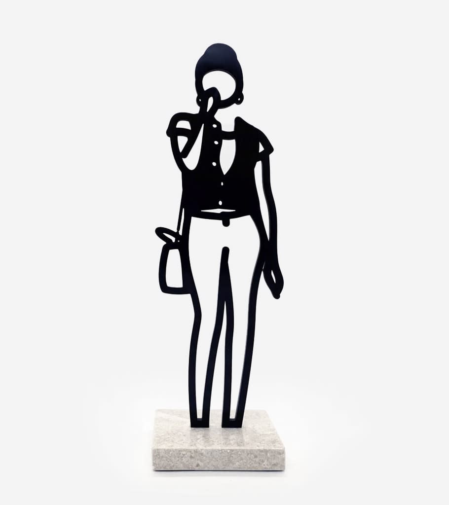 Julian Opie, Denim Waistcoat: Boston Statuette, 2020