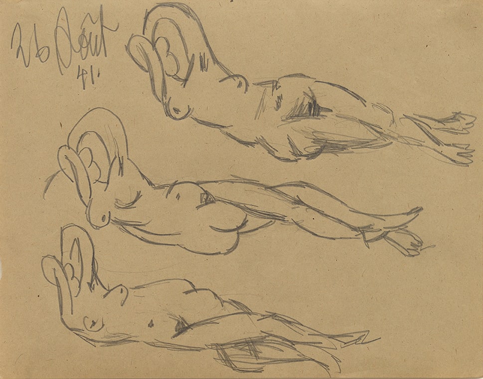 Pablo Picasso, L'aubade: Études de nus allongés (Dora Maar), 1941