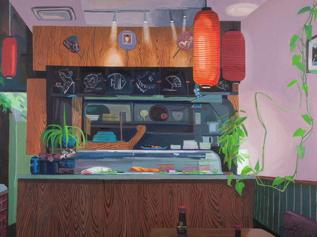 Rachel Campbell, Rupert and Sushi with Themes of Wood, 2015