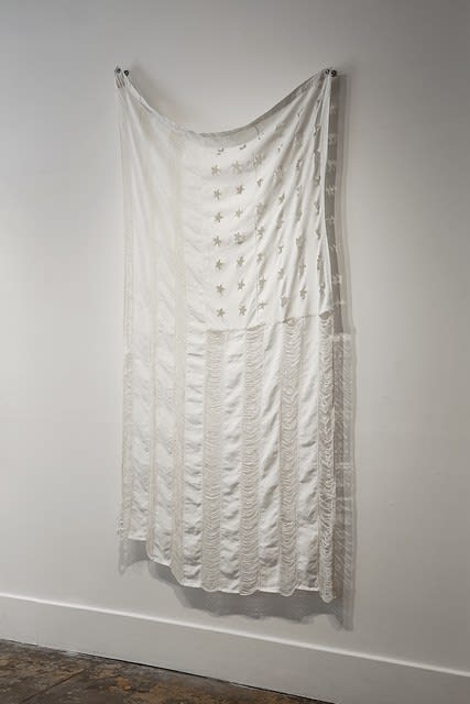 Holly Ballard Martz, Old Glory (whitewashed and threadbare), 2018