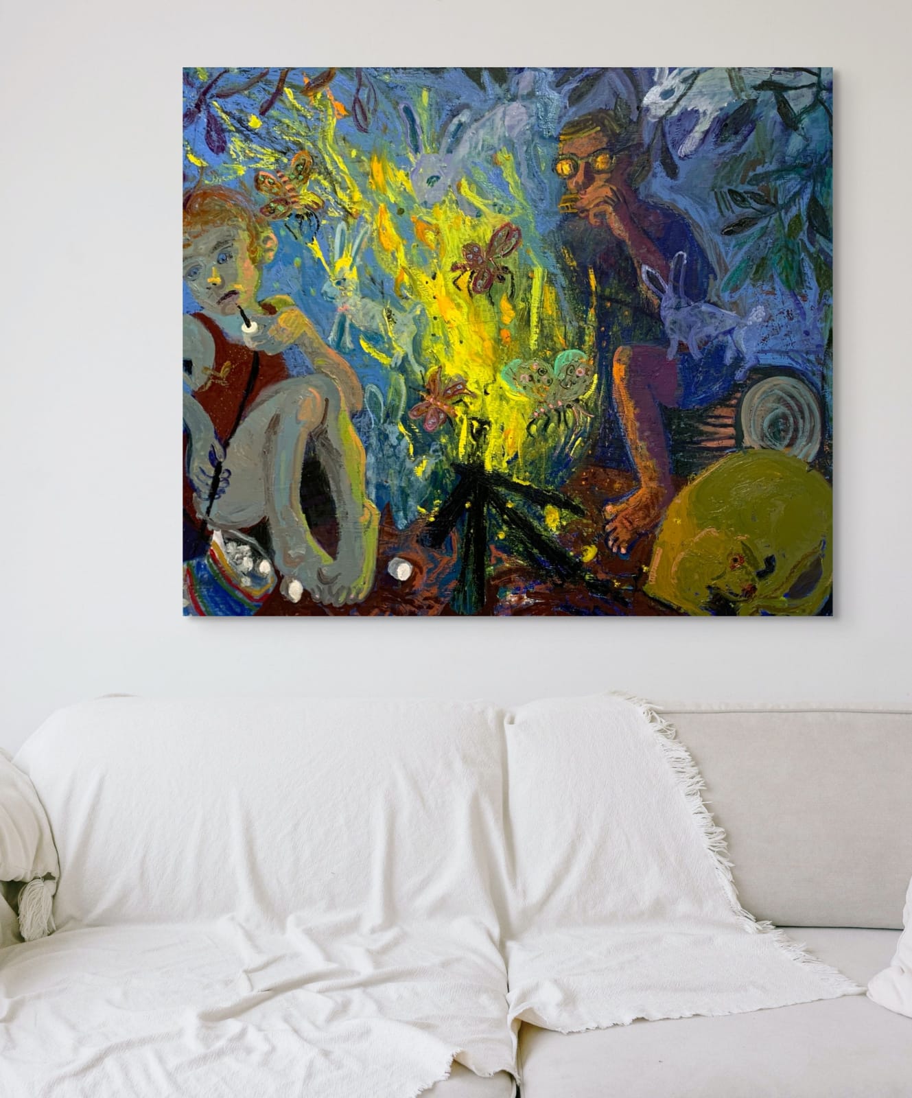 Ashley Norwood Cooper, Campfire With Ghost Rabbits, 2022