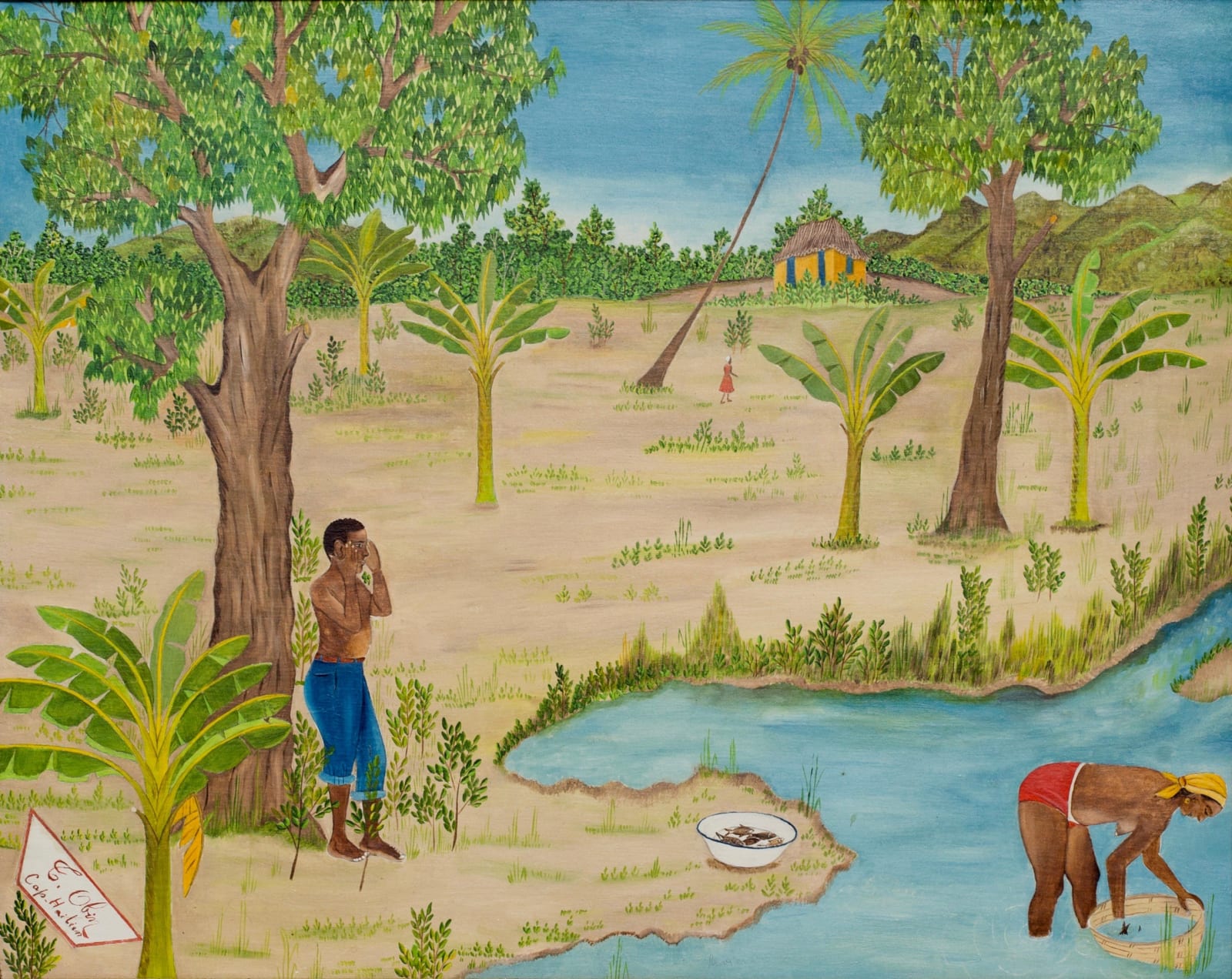Télémaque Obin, Untitled (Fishing), c. 1960's