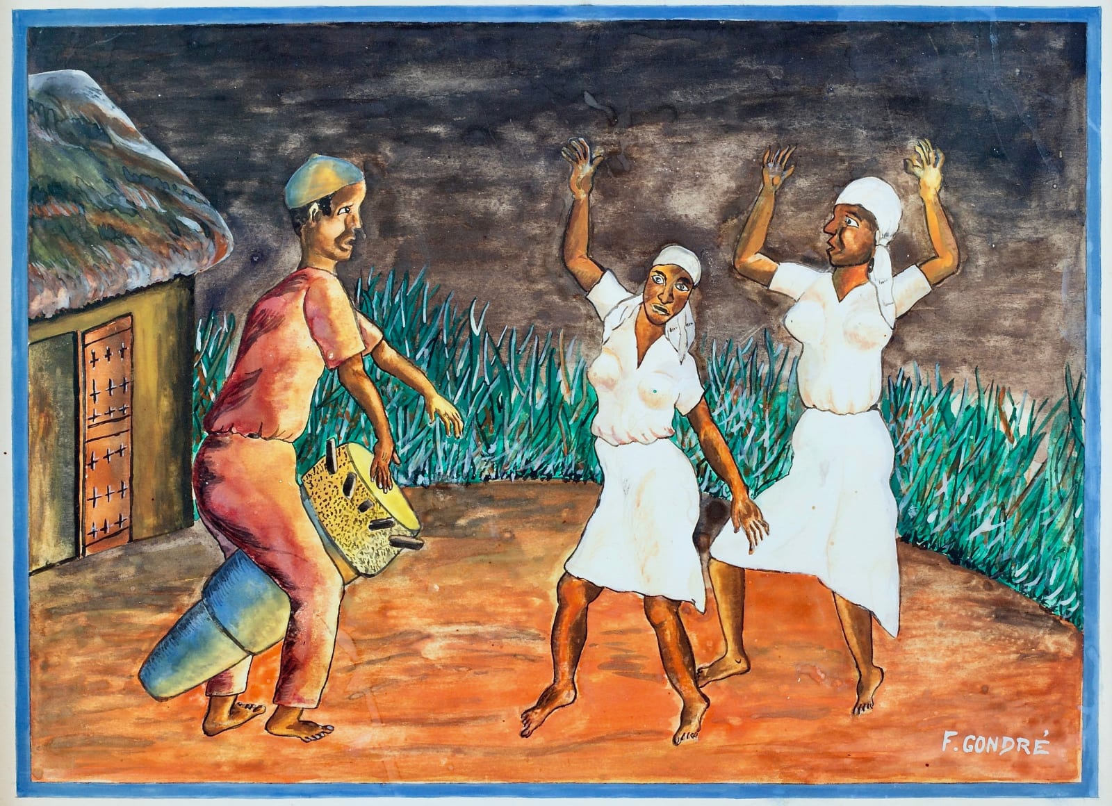 François Gondré, Drummer and Dancers, 1951