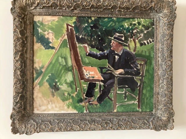 Paul Lucien Maze, Winston Churchill painting the Mill at Dreux ...