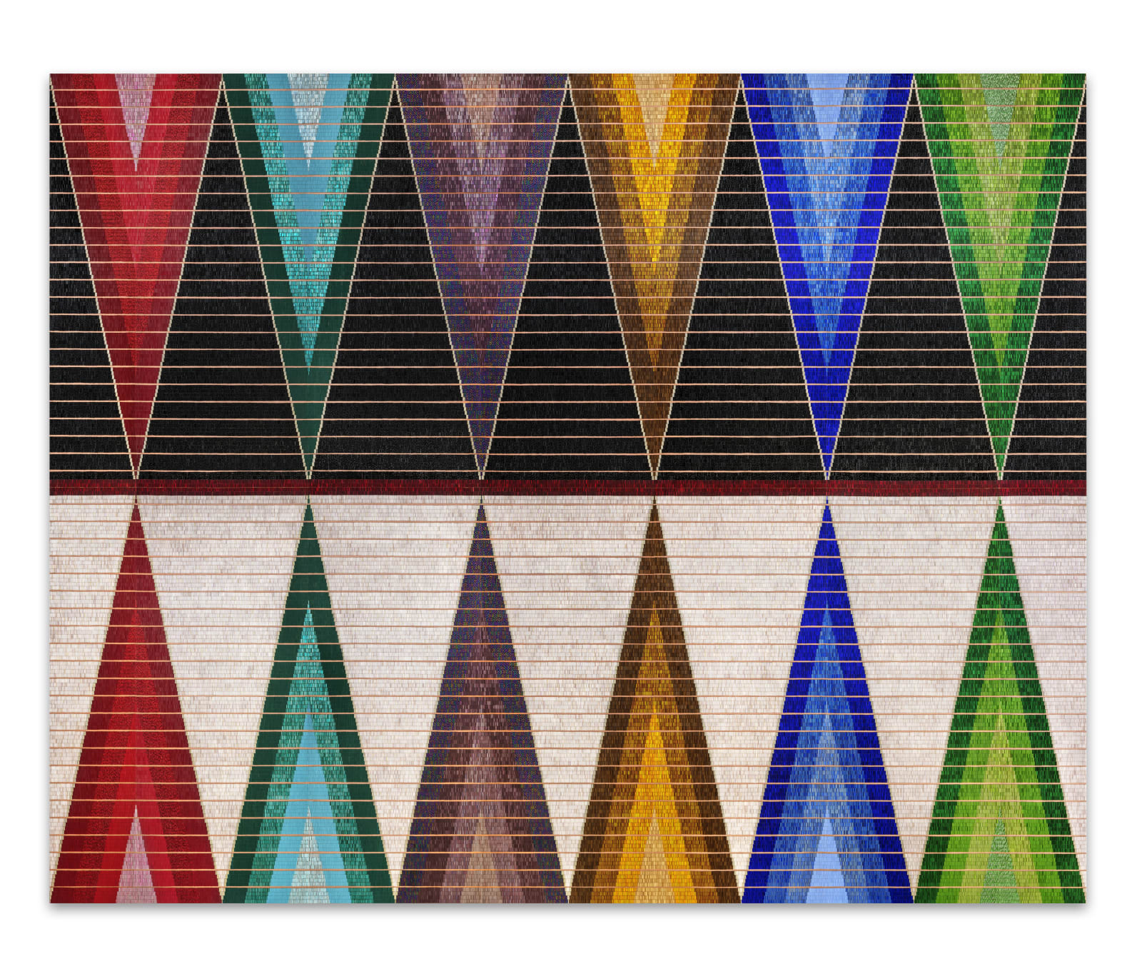 Wopila | Lineage II, 2023 Acrylic, glass beads, synthetic sinew, and thread on aluminum panel 96 x 120 in (243.8 x 304.8 cm) Collection of Gochman Family Collection Photo: Rik Sferra