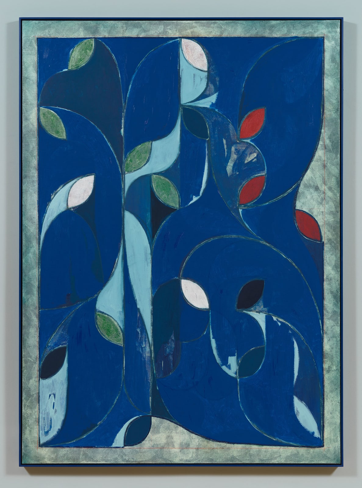 Untitled (Blue Arabesque), 2020 Oil, oil crayon, wax pencil and pencil on linen with artist's frame 79.25 x 57.25 inches (201.3 x 145.4 cm)
