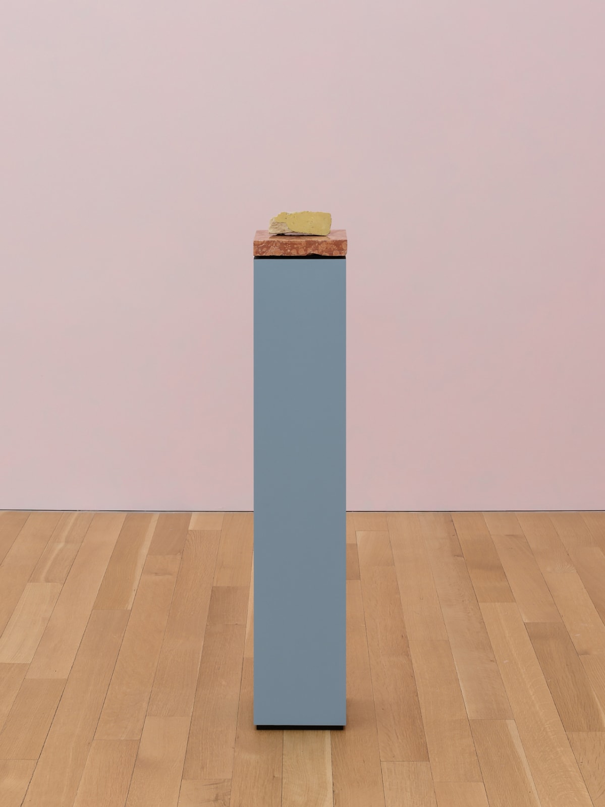 Remainders, 2022 Acrylic on MDF, Rosso Verona marble, and ceramic tile fragment 42 x 8 x 8 in (106.7 x 20.3 x 20.3 cm)