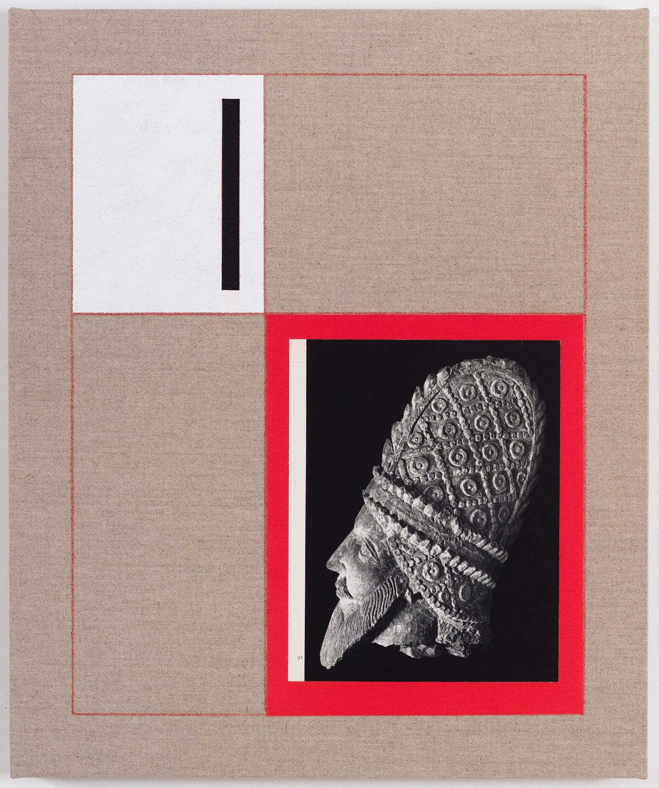 Untitled (from the series, Ancient Through Modern), 2016 Acrylic, pencil, and paper collage on linen 20 x 16 in (50.8 x 40.64 cm)