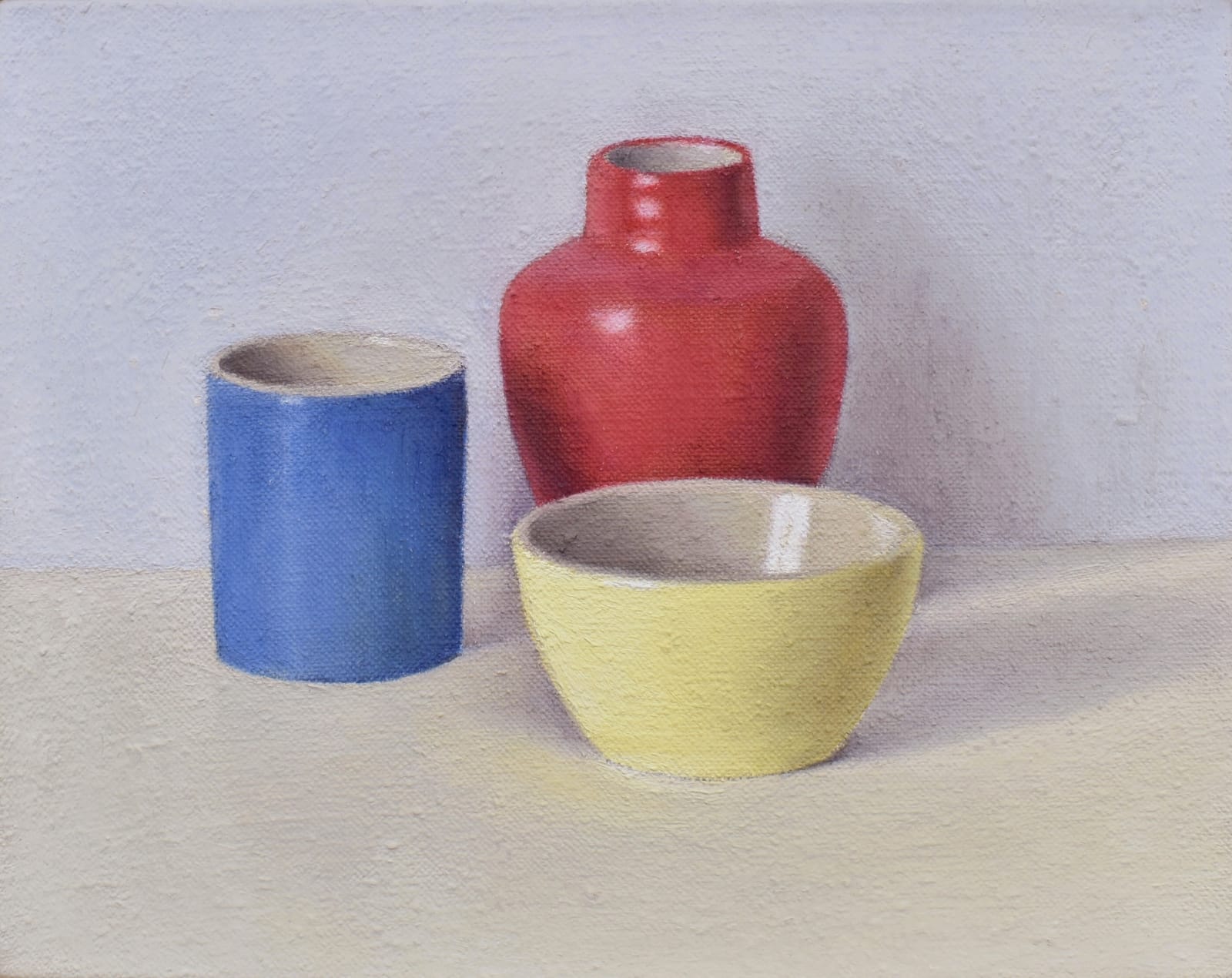 David Stubbs, Blue, red and yellow on cream and blue, 2024