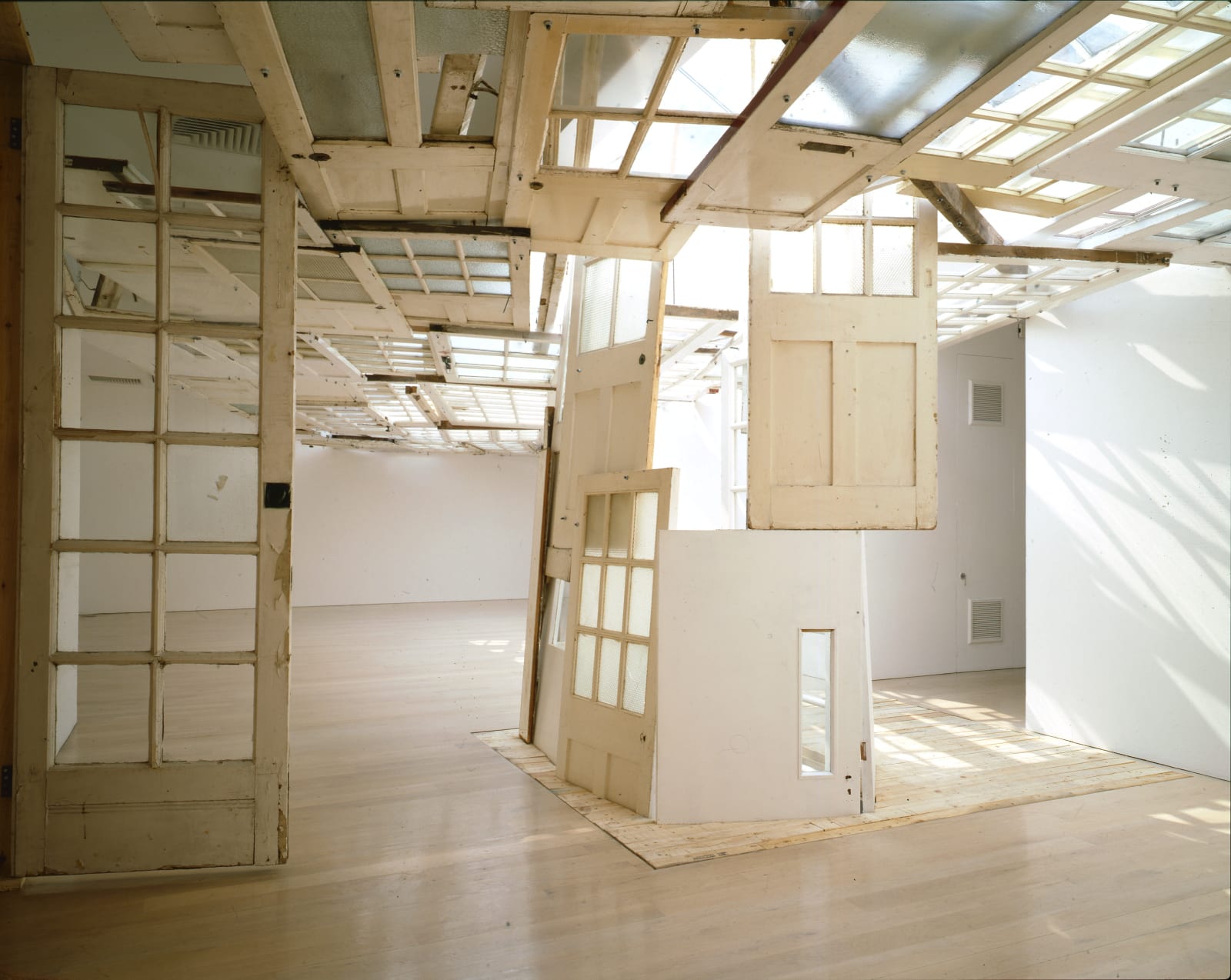 Tadashi Kawamata installation 'Relocation' at Annely Juda Fine Art 1997