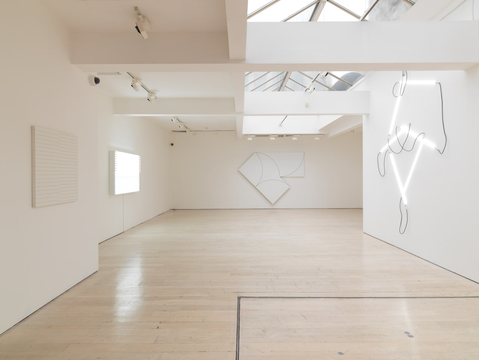 installation photo of François Morellet exhibition at Annely Juda Fine Art, London, 2024