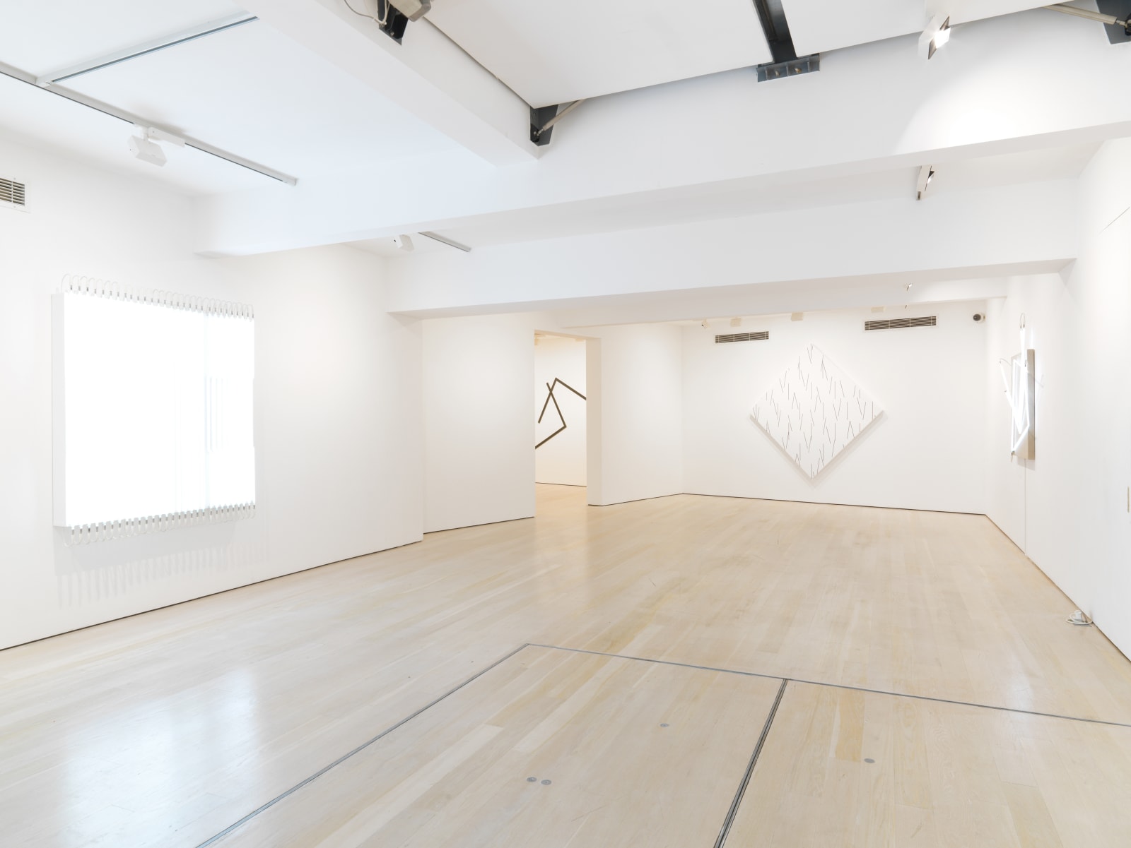 installation photo of François Morellet exhibition at Annely Juda Fine Art, London, 2024