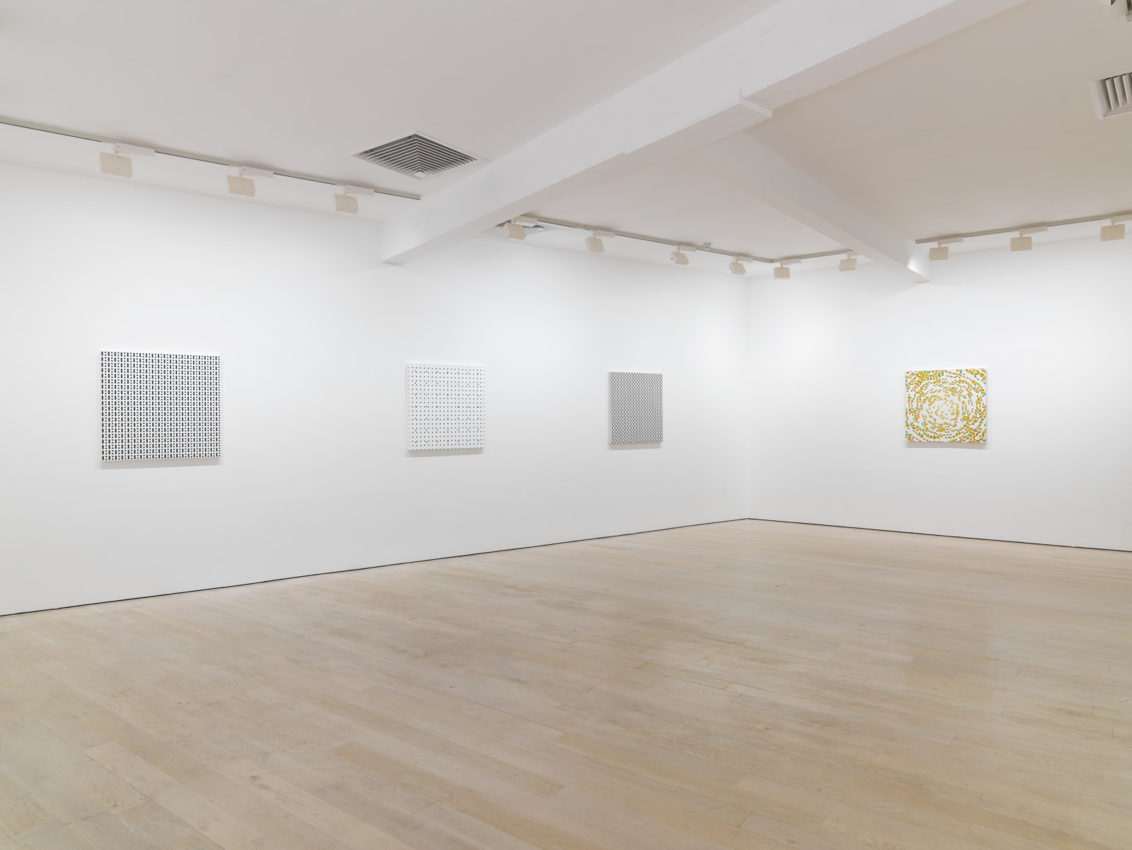 installation photo of François Morellet exhibition at Annely Juda Fine Art, London, 2024